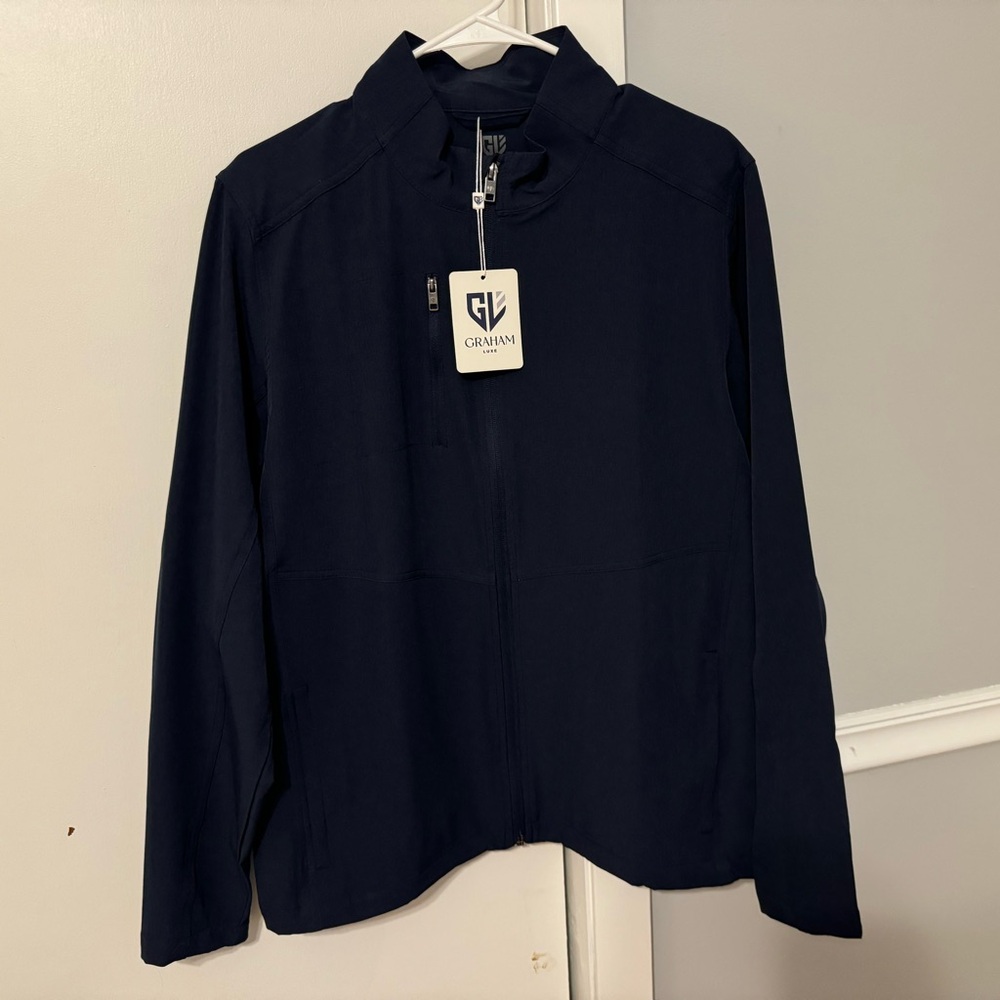 NWT Mens Graham Luxe Kash Golf Full Zip Jacket Blue Depths Navy M